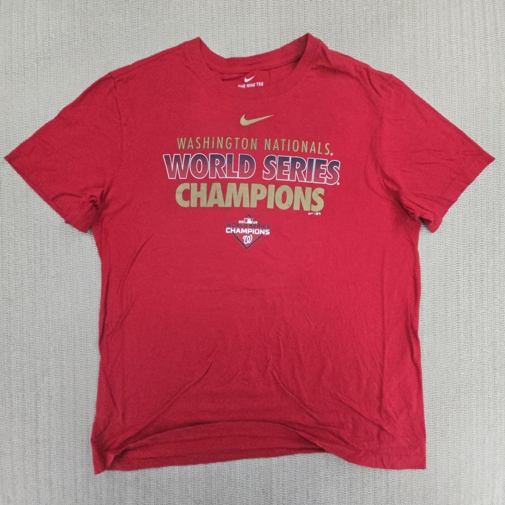 Nike Washington Nationals Shirt Mens Large Red MLB World Series Champions - Picture 1 of 10